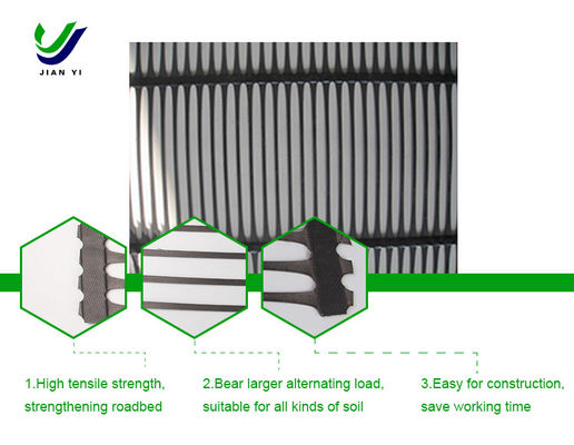 Chemical Resistant Uniaxial Plastic Geogrid Improve Subgrade Stability 1m-2.5m