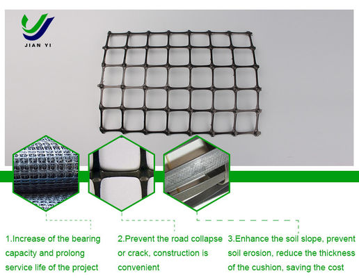 Roadbed Reinforced Biaxial Plastic Geogrid Acid And Alkali Resistant 15~50KN/m