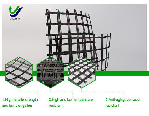 Corrosion Resistant Glass Fiber Asphalt Geogrid Prevent Cracks 12~50mm×Mm
