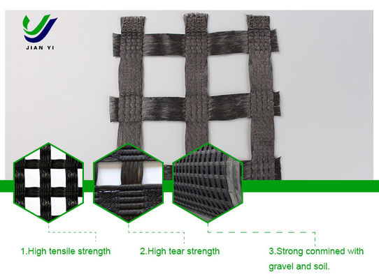 Highway Warp Knitted Polyester Geogrid 1-6m In Soft Soil Foundation Treatment