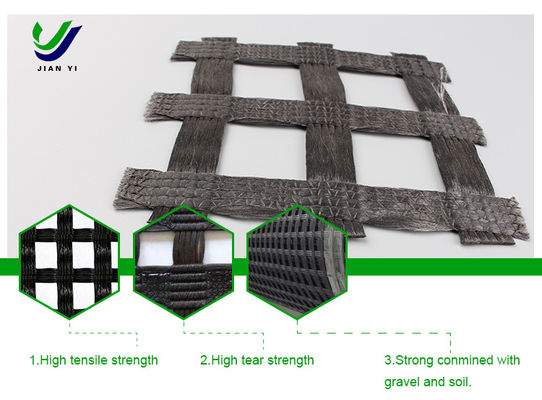 High Strength Warp Knitted Polyester Geogrid To Reinforced Roads And Railways