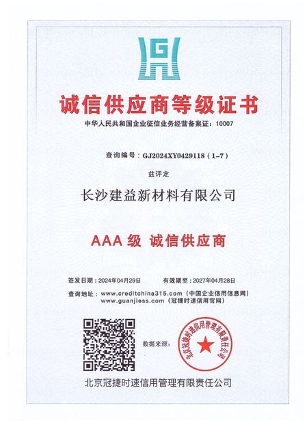 China Changsha Jian-Yi New Material Co., Ltd. certification