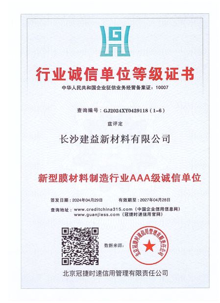 China Changsha Jian-Yi New Material Co., Ltd. certification
