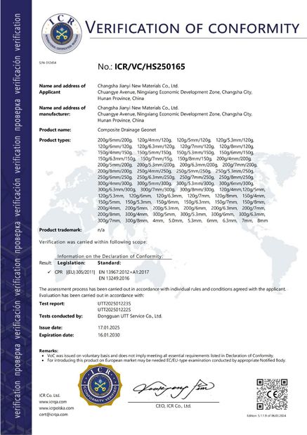 China Changsha Jian-Yi New Material Co., Ltd. certification